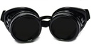 GloFX Steampunk Goggles Tinted - Rave EDM Festival Accessories - Gothic Cosplay Welder Goggles - Black Goggles with Dark Tint Lenses