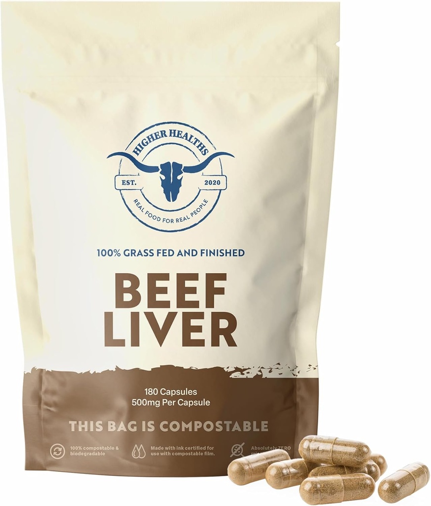 Beef Liver - Multivitamin de la naturaleza -100% USA Beef - 180 Capsules Bag