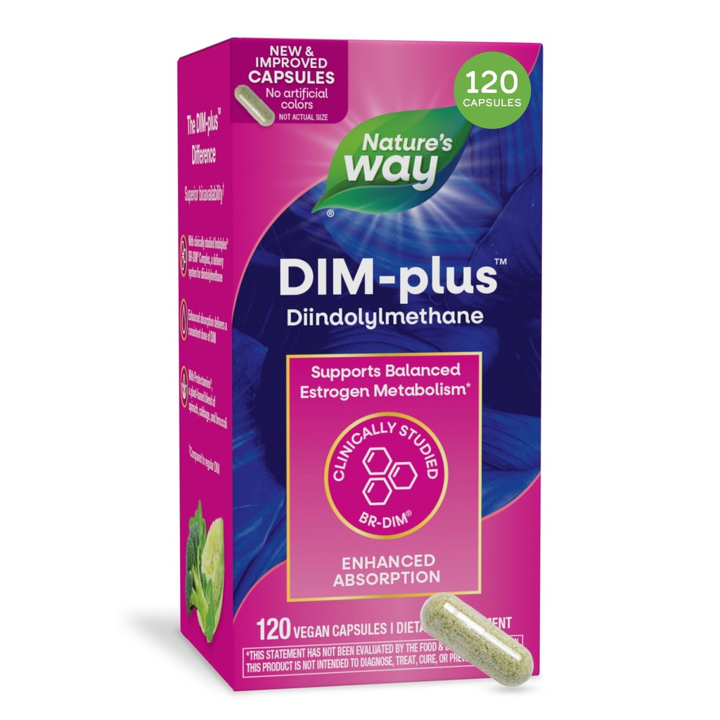 Camino de la Naturaleza DIM-Plus, Suplemento DIM, apoya el metabolismo estrógeno equilibrado*, apoya el equilibrio hormonal estrógeno*, Diindolylmetano, 120 cápsulas veganas