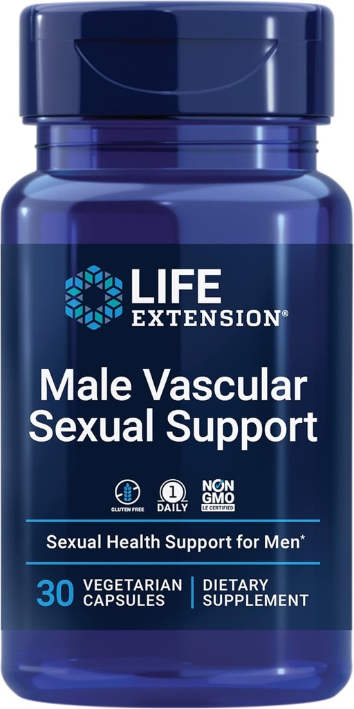 Life Extension Male Vascular Sexual Support, Black Ginger, Kaempferia parviflora, Hombre Sexual Health, Sexual Function, Gluten-Free, Non-GMO, 1-Daily, 30 Vegetarian Capsules