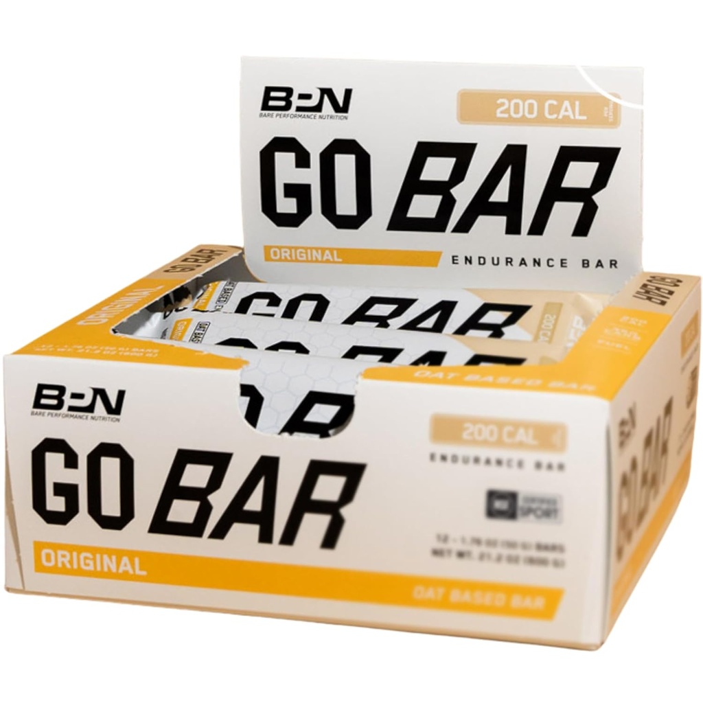 BARE PERFORMANCE NUTRITION Go Bar, Oat Based Endurance Training Snack 36g of Carbohydrates and 200 Calories Por Serving, 12 Bares Por Box, Original Oat