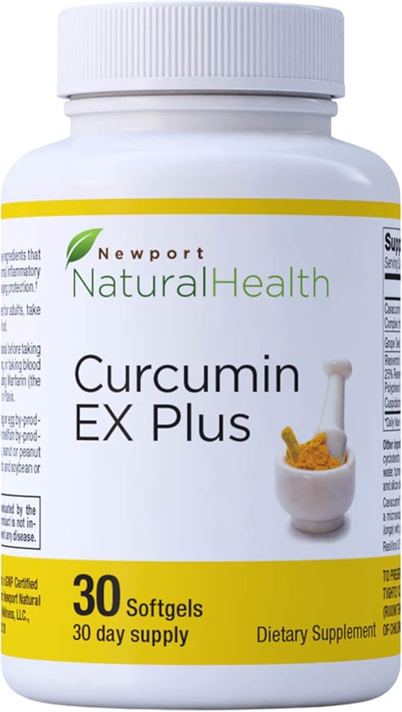 Suplemento Turmeric Curcumin, Curcumin EX Plus con Extracto Grapeseado, Resveratrol &amp; Red Wine Polyphenols for Joint Health & Heart Health, Curcuminoids Complex 500mg Capsules