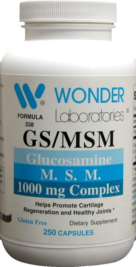 Wonder Labs Glucosamine/MSM, ayuda a promover la regeneración del cartílago y juntas sanas - 250 cápsulas