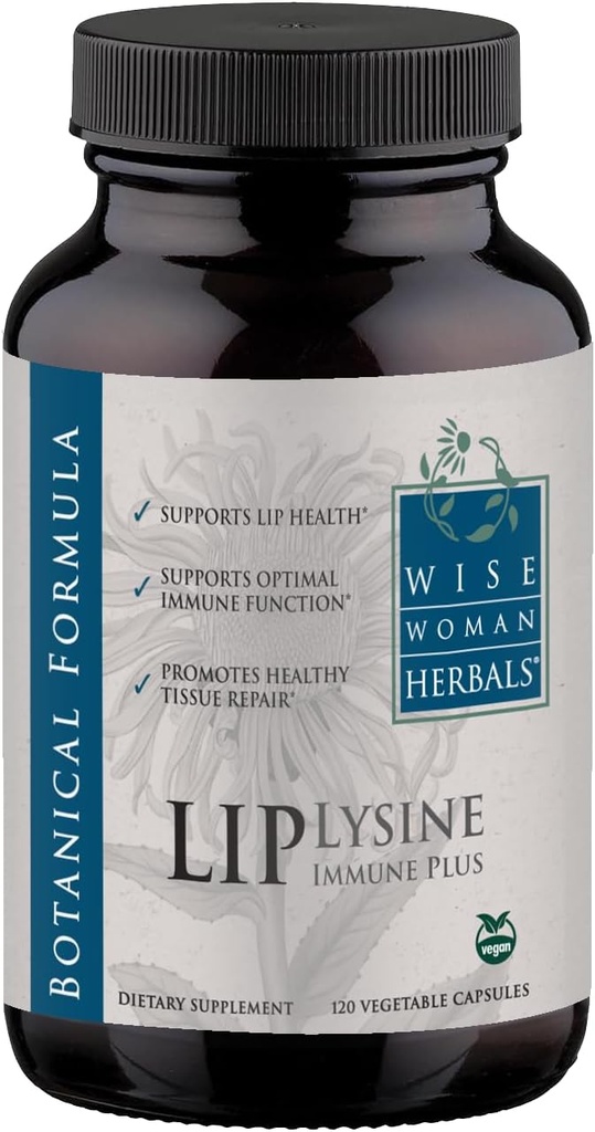 Mujer Wise Herbals Lysine Immune Plus Lip, Additive-Free Non-GMO Formula, High-Potency L-Lysine & Immunity Blend, Lip & Skin Health Support, Natural Immune Defense, 120 Veg Caps