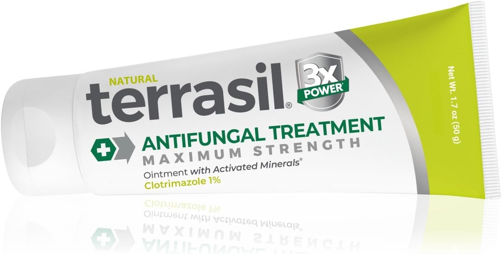 Terrasil Clotrimazole Antifungal Cream, Alivio para Infecciones de Levaduras Fúngicas, Jock Itch, Athletes Foot, Ringworm for Men &amp; Women, Tratamiento Clínicamente Probado de Esquí. FSA-HSA Eligible (1.7oz)