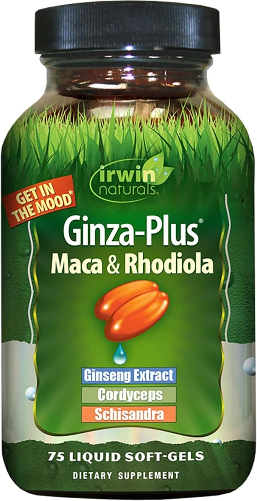 Irwin Naturals Ginza Plus Endurance, Energía, Balance Dietario Suplemento Líquido Gel Caps, 75-Count Bottle