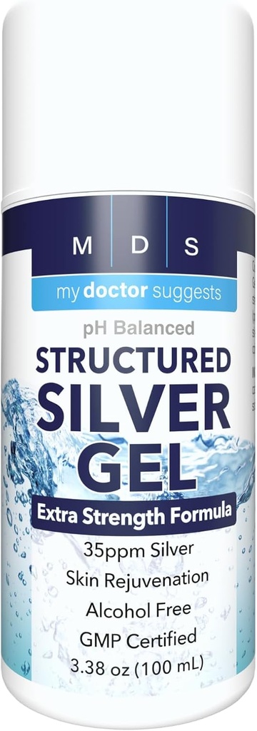 Estructurado Colloidal Plata Gel Extra Strength - Enfriamiento tópico - pH Equilibrado 35ppm Plata estructurada Provee calmante Alivio de las irritaciones de la piel de Burns