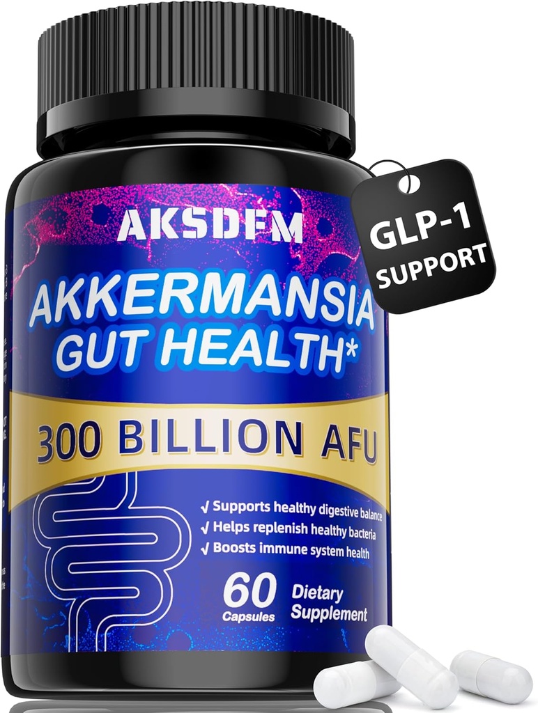 GLP-1 Suplemento - 300 Billones AFU Akkermansia Probiótico para Hombres Mujer, Akkermansia Muciniphila para Producción GLP-1, Digestivo, Gut, Inmunity, Enhances Gut Función de Lining - 60 Conde