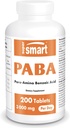 Supersmart - PABA Suplemento 3000mg por día (para-AminoBenzoic Acid) - Natural B Complex Vitamina - Agua Soluble PABA ← No-GMO &amp; Gluten Gratis - 200 Cuadros