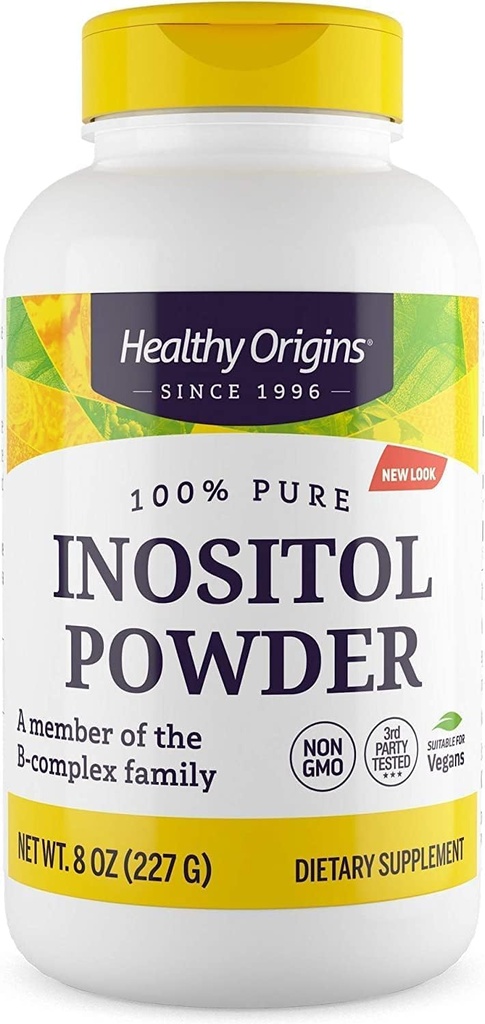 Orígenes saludables Inositol Powder, 227 g - para la piel, el pelo y la salud de uñas - Vitamina B8 Suplemento de polvo - Parte de la familia Complejo B - Vegan, No GMO &amp; Suplemento libre de gluten - 8 Oz