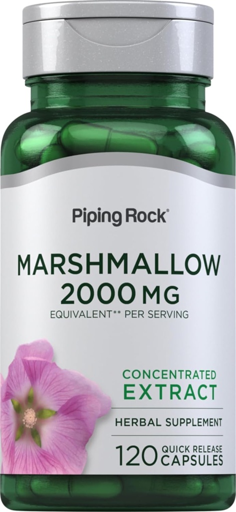 Piping Rock Marshmallow Root Suplemento  2000mg ← 120 Capsules ← Herbal Concentrated Extract ← Non-GMO, Gluten Free