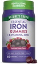 La verdad de la naturaleza Hierro Gummies ANTE 60 Conde viv Vegan, No GMO &amp; Gluten Suplemento gratuito Silencio con las vitaminas Zinc &amp; B