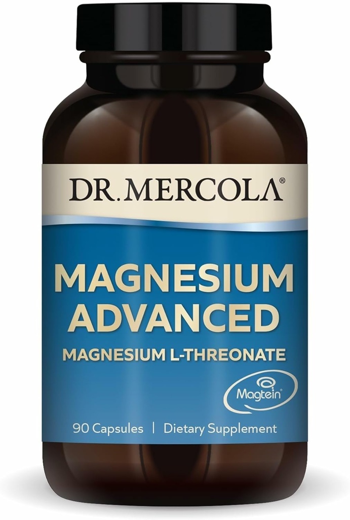 Dr. Mercola Magnesium Advanced - Supports Bone, Joint & Brain Health - Contributes to More Restful Sleep - Non-GMO, Gluten-Free & Soy-Free - 90 Capsules (30 Servings)