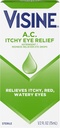Visine A.C. Itchy Eye Relief Eye Drops with Zinc Sulfate " Tetrahydrozoline HCl, Eye Drop Treatment with Redness Reliever " Astringent for Itchy, Red, Watery " Irritated Eyes, 0.5 fl. oz