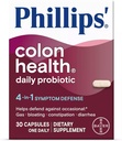 Philips' Colon Health Daily Probiotic Capsules, 4-in-1 Symptom Defense para ayudar a defender contra el gas ocasional, el rubor, el estreñimiento y la diarrea, suplemento diario, 30 cuenta