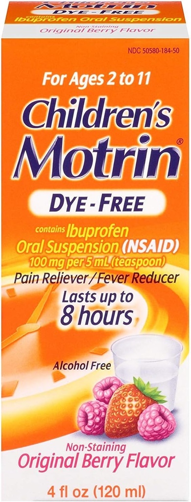 Motrin Children's DyeFree Pain Reliever and Fever Reducer, 4 Fluid Ounce (5 Pack)