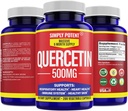 Simple Potent Quercetin Suplementos, Quercetin 500mg 200 cápsulas, 2 X Quercetin 250mg Phytosome Bioflavonoid Antioxidante Vegan Gluten Free Pills to Support Healthy Cellular Heart & Immune Funciones