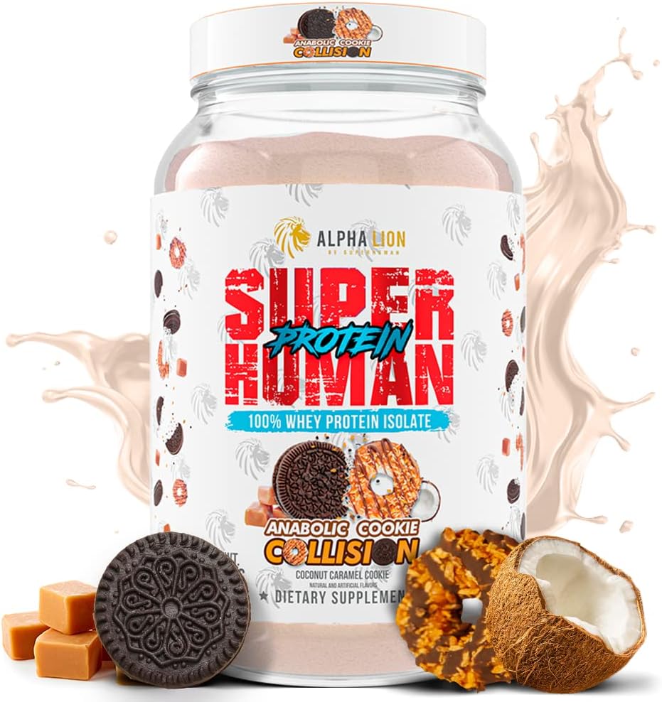 ALPHA LION Superhuman Whey Protein Powder, Great Tasting Pure Whey Protein Isolate, Low Carb, Low Sugar, No Bloat Post Workout, Muscle Recovery &amp; Growth (28 Servings, Cookie Collision)