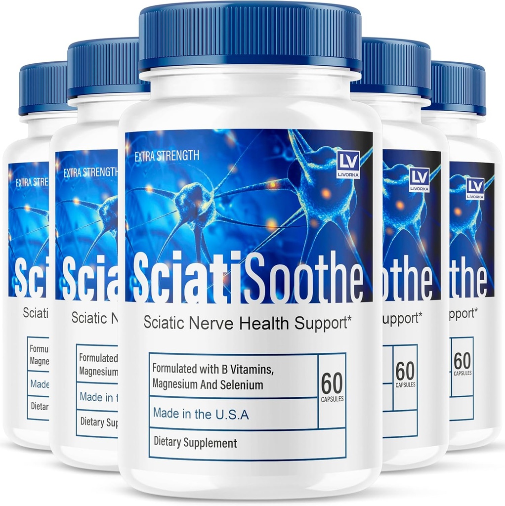 LIVORKA (5 Pack) Sciatisoothe - Sciatisoothe Suplemento, Sciati Soothe, Sciatisoothe Vitamins, Sciatisooth, Sciati Soothe Suplemento, Sciati Soothe Capsules, Sciatic Sooth, 300 cápsulas para 5 meses