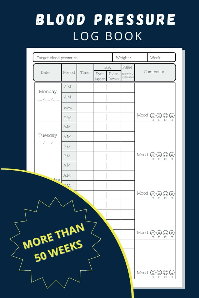 Libro de Registro de Presión de Sangre: Rastreador diario sencillo para registrar y vigilar la presión arterial en el hogar