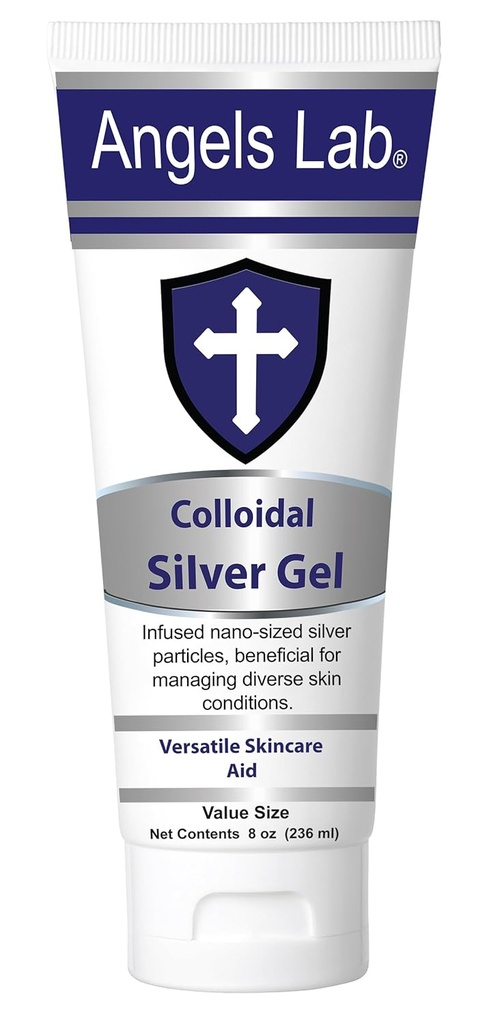 Angels Colloidal Silver Gel Nano Silver Gel Wound Care – Unscented Healing Ointment for Burns, Sunburns & Irritated Skin – 8oz Formula