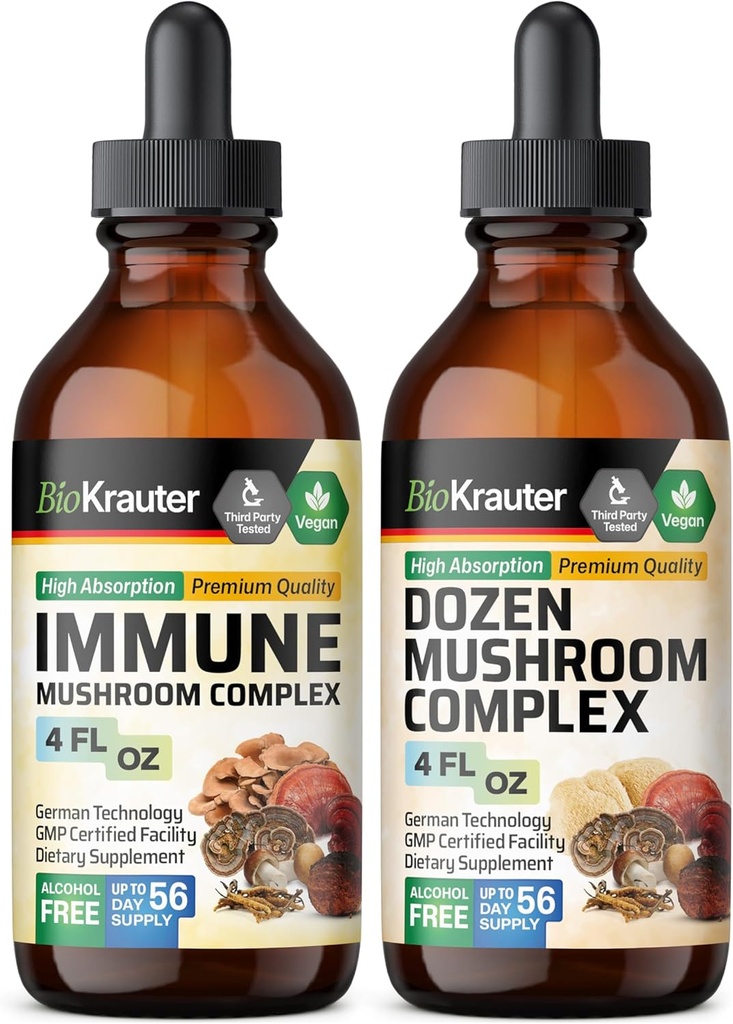 BIO KRAUTER Immune Mushroom Tintura 4 Fl. Oz. & Dozen Mushroom Tintura 4 Fl. Oz.