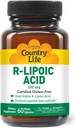 Country Life R-Alpha Lipoic Acid Complex 300mg - Alpha-Lipoic Acid 270mg " R-Lipoic Acid 30mg - Antioxidant Support - No Yeast, Corn, Wheat, Soy, Gluten, Milk - Alpha Lipoic Acid Supplement