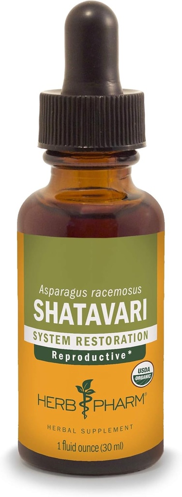 Herb Pharm Certified Organic Shatavari Liquid Extract for Female Reproductive System Support - 1 Ounce