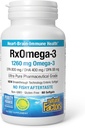 Factores naturales RxOmega-3, Apoyo Natural para la Salud del Corazón con DHA y EPA, Suplemento dietético diario, 60 Softgels