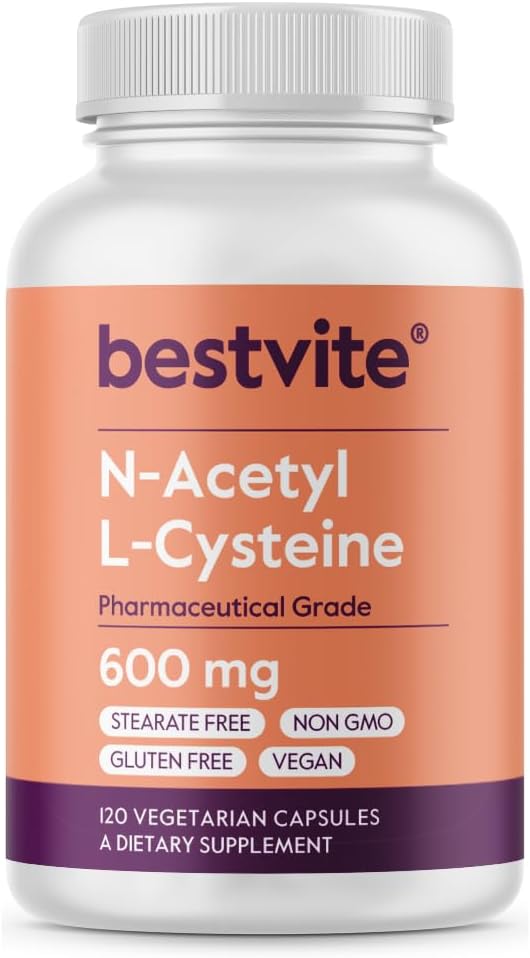 N-Acetyl L-Cysteine (NAC) 600mg Por Capsule (120 cápsulas vegetarianas) - No Stearates - Vegan - No Fillers - No Silica - No Gelatin - Gluten Gratis - No GMO