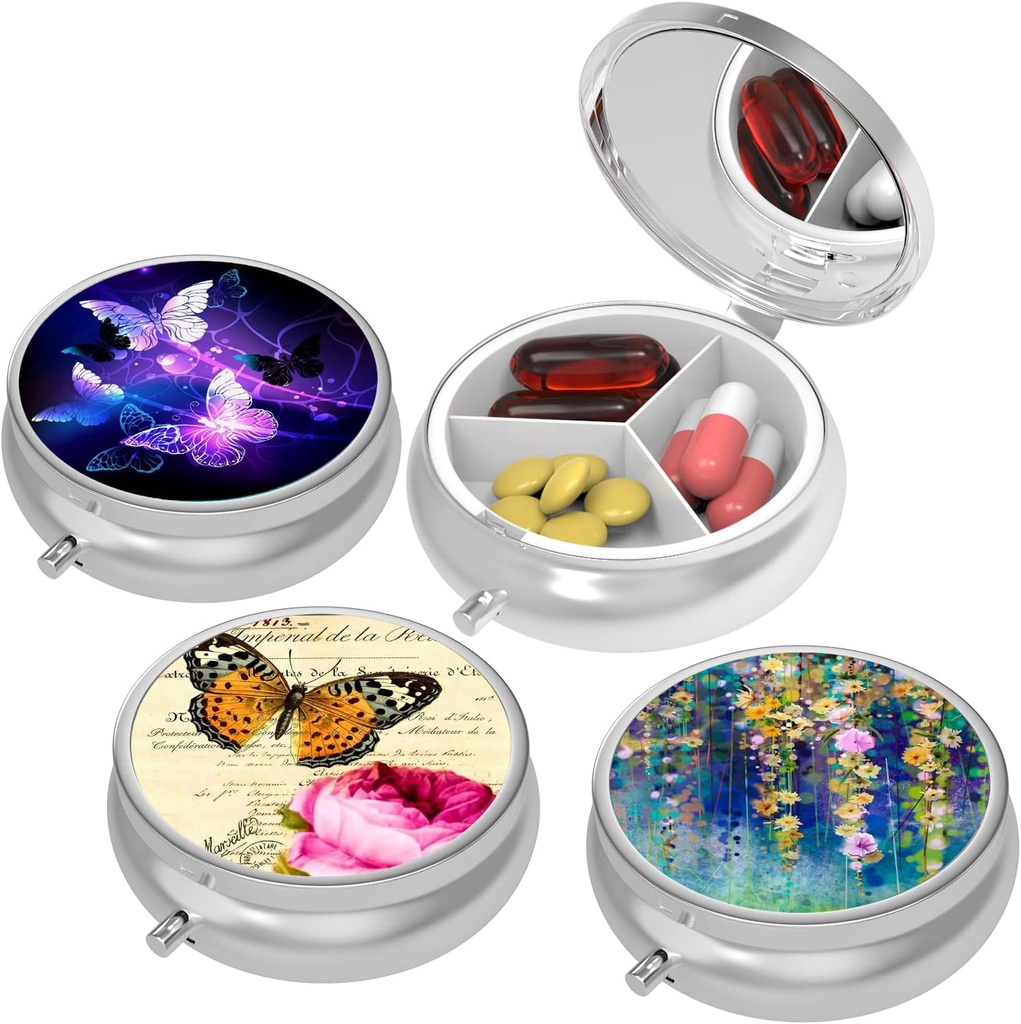 Cute Small Pill case for Pockets & Purses,Elegant Pill Box hace un gran regalo,2 Compartment Travel Medicine Organizer Tiendas Progesterone,Capsule Pills, Ibuprofeno, Vitaminas, Pendientes Volver
