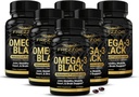FREZZOR Omega 3 Negro para el cuidado conjunto & Comfort - Nueva Zelanda Green Lipped Mussel Oil Capsules; 53x Potency Superior con UAF1000+ Super Antioxidante, No Fishy Aftertaste, 450mg, 6-Pack, 360 Softgels