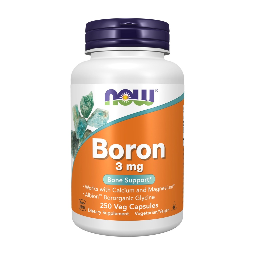 AHORA Suplementos, Boron 3 mg (Glicina orgánica), Apoyo estructural*, 250 cápsulas de veg