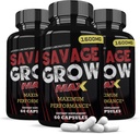 Justified Laboratories (3 Pack Savage Grow Max 1600MG Advanced Men's Heath Formula180 Capsules