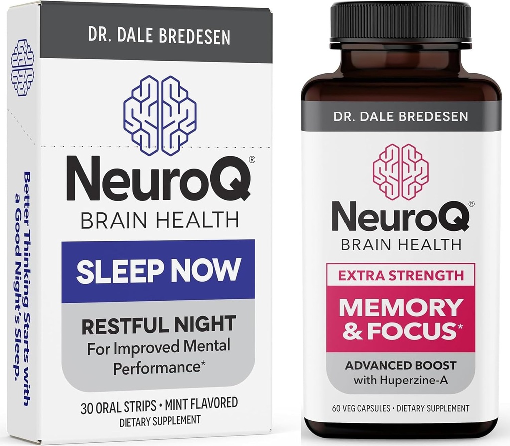 LifeSeasons NeuroQ Memory & Focus with Sleep Now Strips - 24/7 Brain Health Support - Boosts Cognitive Performance & Healthy Brain Function - Neuroprotective Formula