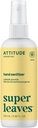 ATTITUDE Hand Sanitizer Spray, EWG Verified, Kills Germs & Bacteria, Vegan & Plant-Based, Safe for Adults & Kids, Lemon Leaves Scent, 3.38 Fl Oz (Spray Bottle)