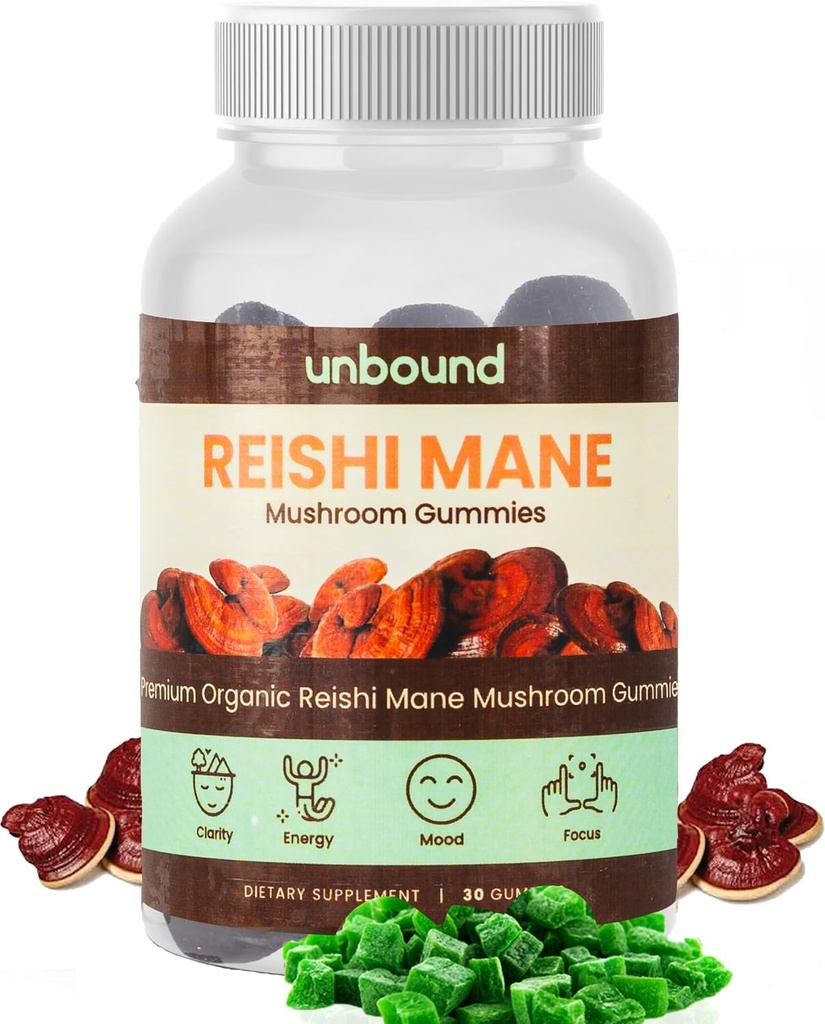 Unbound Reishi Mushroom Gummies. Suplemento de Apoyo Inmunitario - 60 Gummies