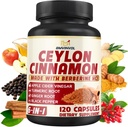 Ceylon Cinnamon Capsules con Berberine HCl, Apple Cider Vinegar, Turmeric, Ginseng, Black Pepper - 6in1 para la función de soporte de inmunológico - 120 Conde