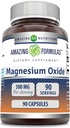 Increíbles Fórmulas Magnesium Oxide Suplemento TENIDO 500 Mg por Serving ANTE 90 Capsules Silencio No-OMG ANTE Gluten-Free TEN Made in USA