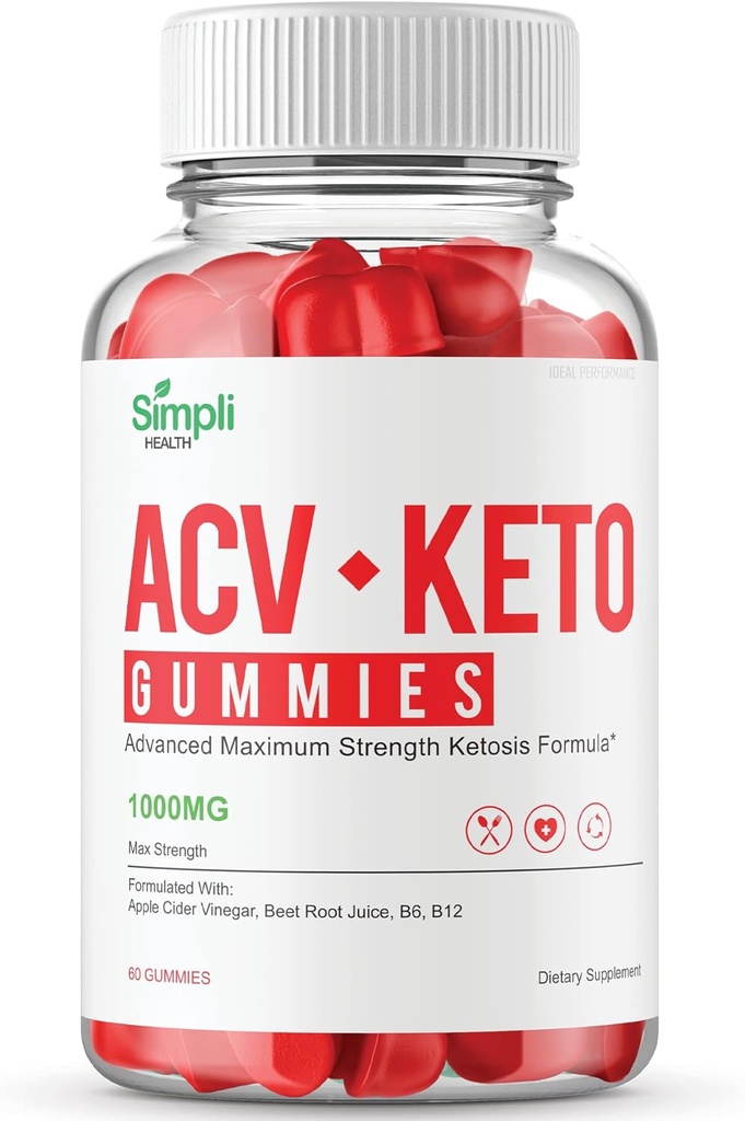 Simpli Health ACV Keto + Gummies, SimpliHealth ACV Keto Suplemento Gummies - Maximum Strength, Simpli ACV Gummys, All Natural Support Advanced Formula, SimpliACV Gummy Reviews (60 Gummies)