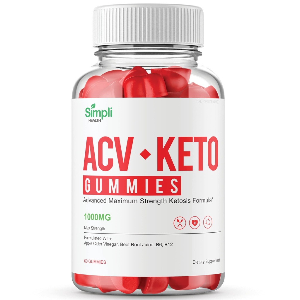 Simpli Health ACV Keto + Gummies, SimpliHealth ACV Keto Suplemento Gummies - Maximum Strength, Simpli ACV Gummys, All Natural Support Advanced Formula, SimpliACV Gummy Reviews (60 Gummies)