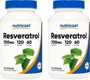 Nutricost Resveratrol 700mg; 120 cápsulas vegetales - 50% Trans-Resveratrol (2 botellas)