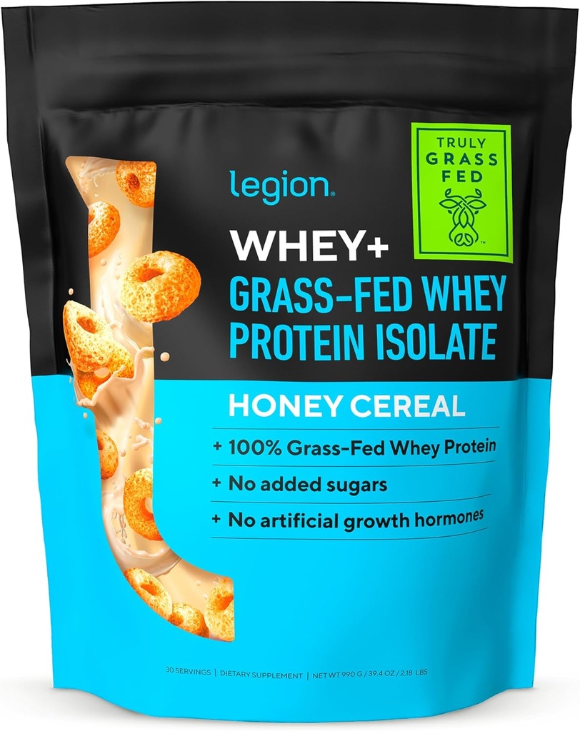 LEGION Whey+ Protein Whey Isolate from Grass Fed Cows - Whey Protein Isolate Powder Low Calorie, Non-GMO, Sugar Free, Lactose and Gluten Free, All Natural Protein Powder for Men &amp; Women, 30 Servings