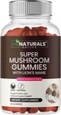 MINATURALS Super Mushroom Gummies for Adults, 10X Mushroom Suplemento w/Lions Mane, apoya la salud del cerebro y el sistema inmunológico, no más píldoras &amp; cápsulas