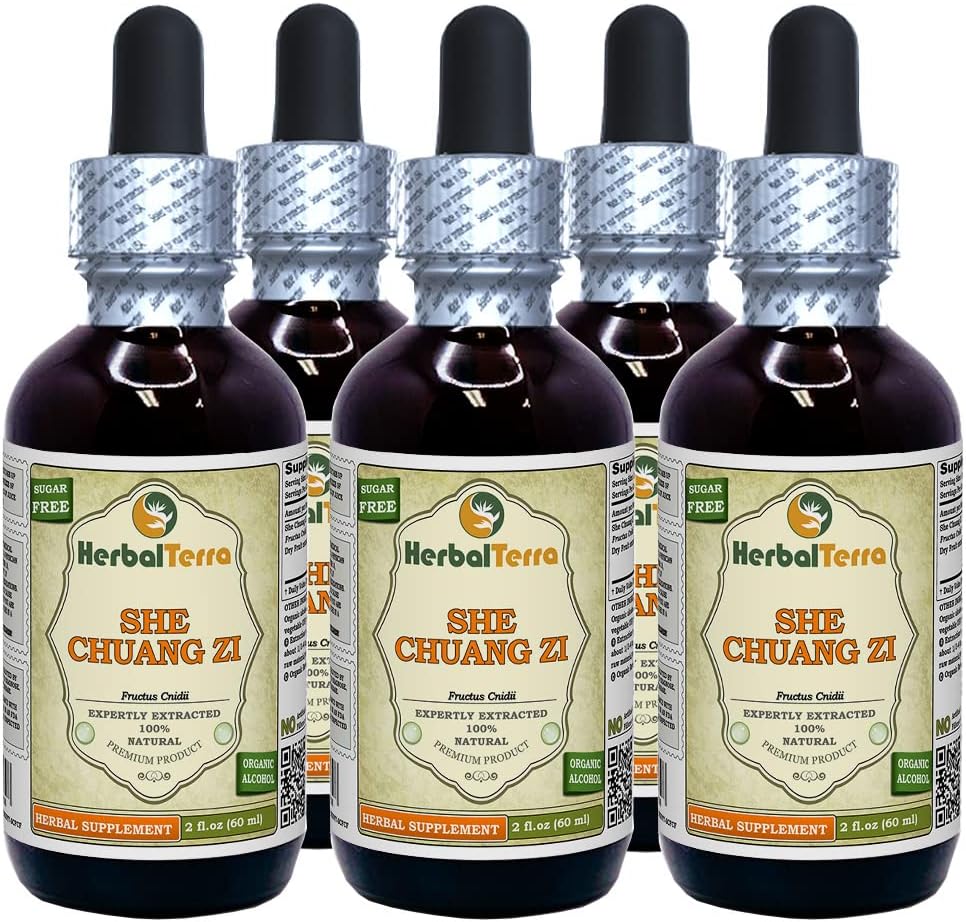 Chuang Zi (Fructus Cnidii) Tintura, Frutas Secas Orgánicas Extracto líquido (Marca Marca: HerbalTerra, Proudly Made in USA) 5x2 fl.oz (5x60 ml)