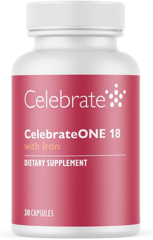 Celebrar las vitaminas CelebrarONE 18, 18 mg de hierro - Una vez Bariatric Multivitamina, Vitaminas Esenciales & Minerales - Gastric Bypass &amp; Sleeve Gastrectomy Suplemento (30 cápsulas)