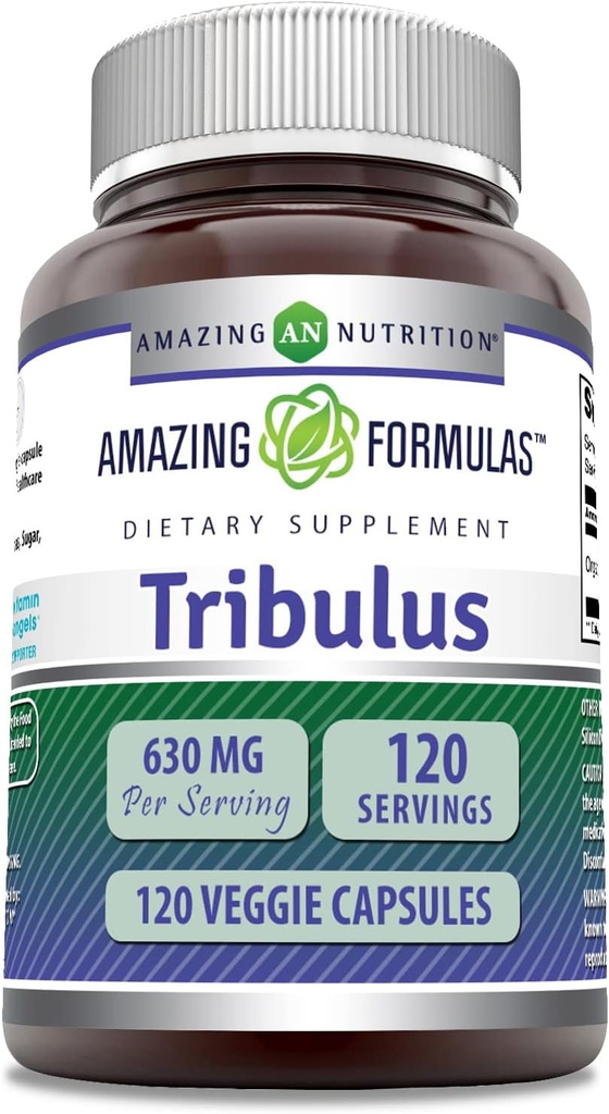 Amazing Formulas Orgánica Tribulus Terrestris Extracto Suplemento TEN 630 Mg Por Serving TEN 120 Veggie Capsules ← Non-GMO TEN Gluten-Free TEN Made in USA
