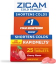 Zicam Cold Remedy Zinc Rapidmelts, Cherry Flavor, Homeopathic, Cold Shortening Medicine, Shortens Cold Duration, 25 Count