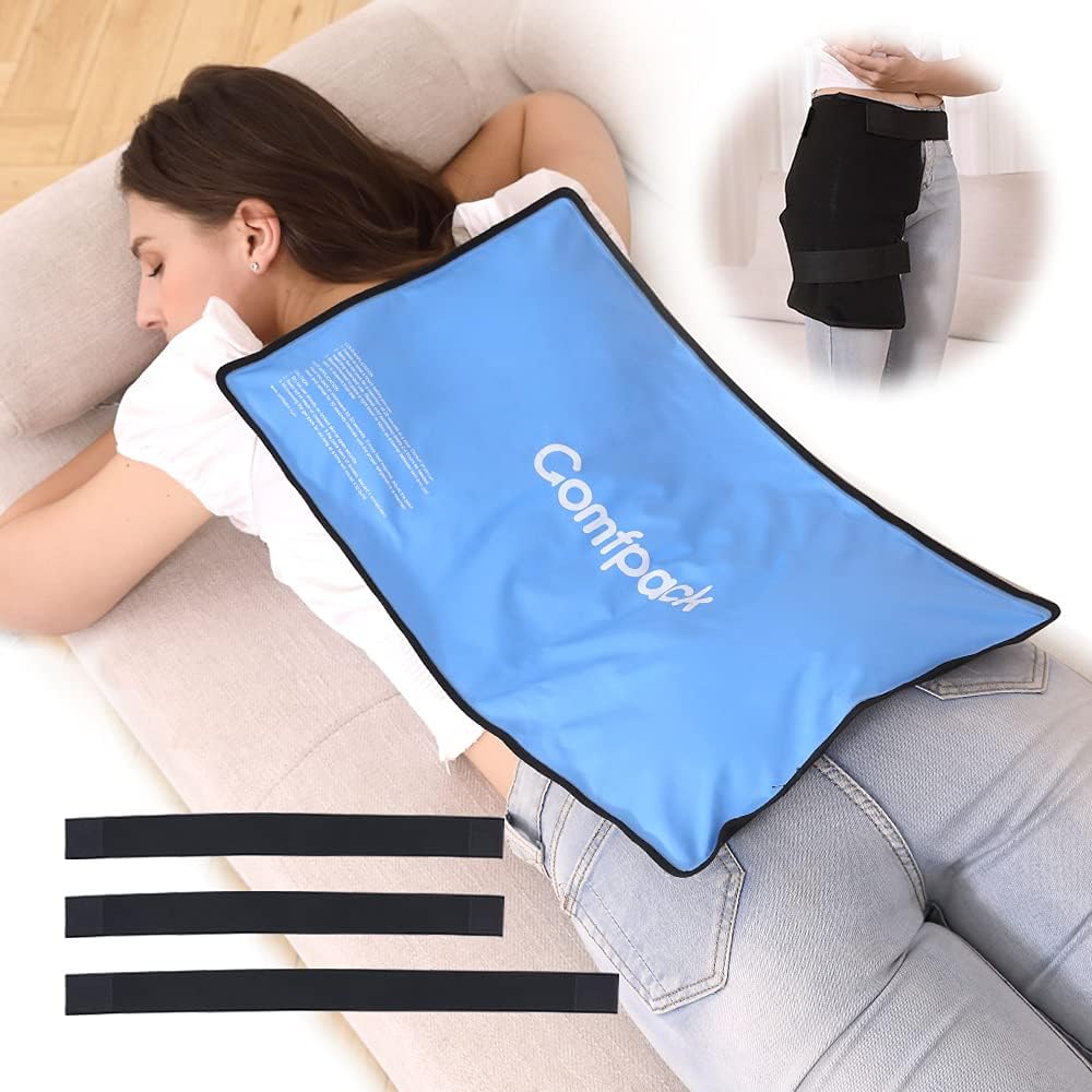 XL Ice Pack for Injuries Reusable, Flexible Hot Cold Pack 21.7 x 13 con 3 Straps para la espalda completa, hombro, rodillas, cold Pack Doin Relief for Swelling, Bruises, Muscle Pain, Inflammation