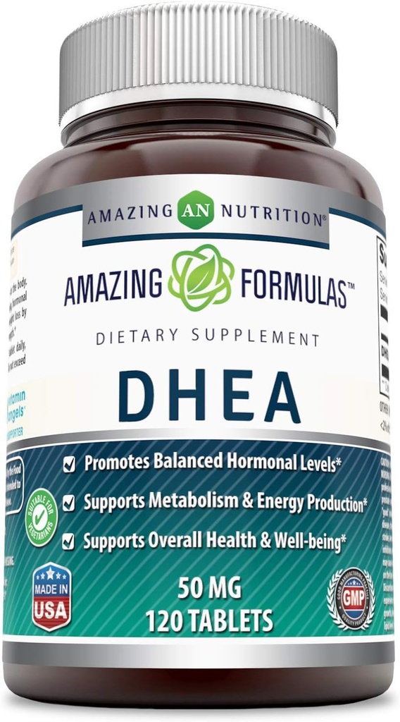 Amazing Formulas DHEA 100 mg Per Serving 120 Tablets Supplement | Non-GMO | Gluten Free | Made in USA